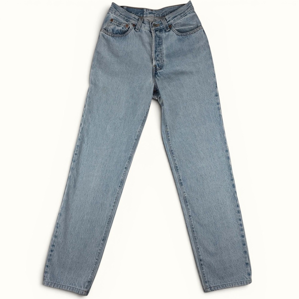 Vintage Levi's 1994 501 Jeans 7 Long Light Wash Made in USA Button Fly